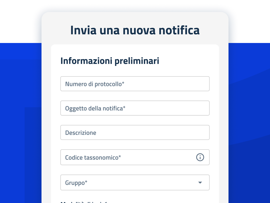Un esempio della sezione “Invia una nuova notifica” della piattaforma SEND.
